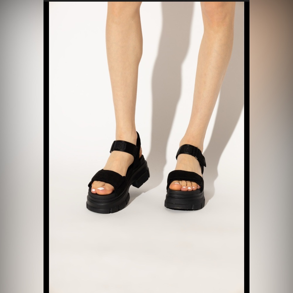 UGG Black Suede Platform Sandals
